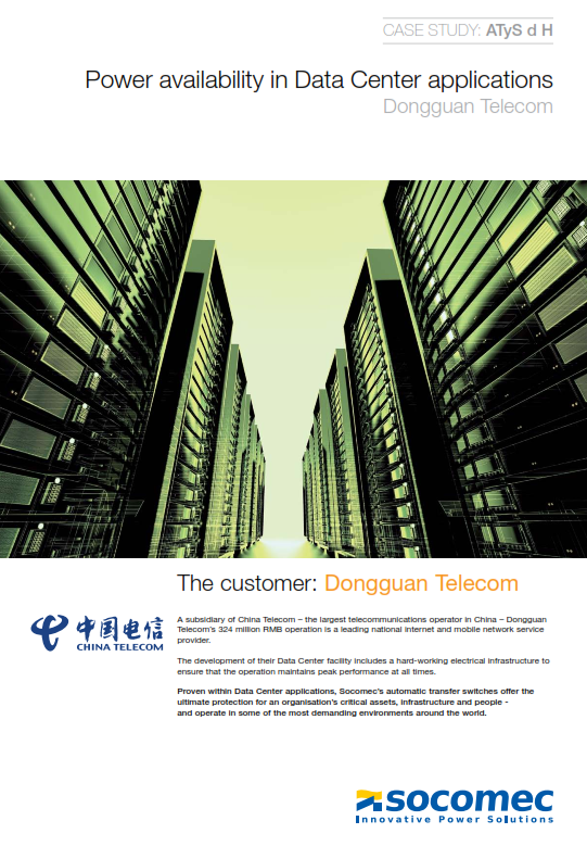 Power availability in Data Center Applications Dongguan Telecom